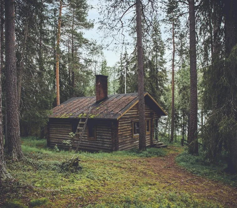 Uma casa acolhedora entre árvores, cercada de natureza.